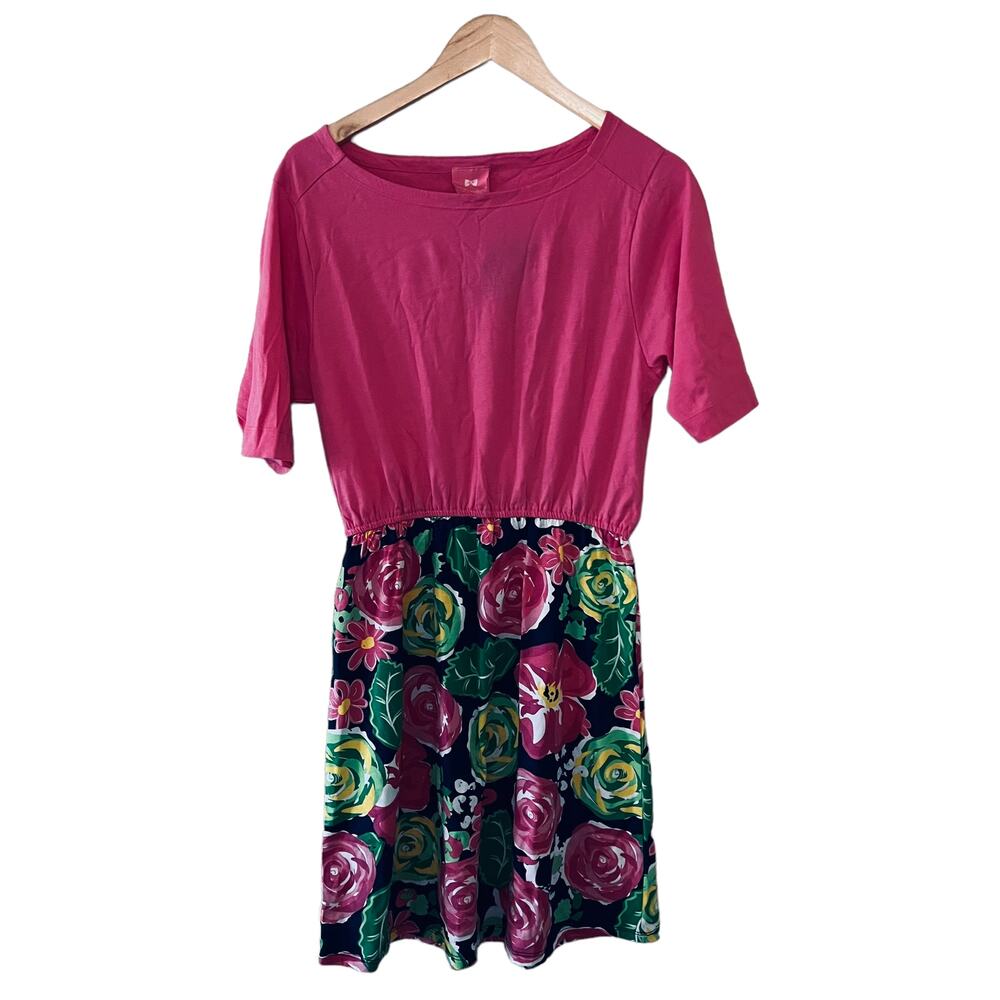 Simply Southern Floral Dolman Sleeves Dress Size Medium Large NWT Pink